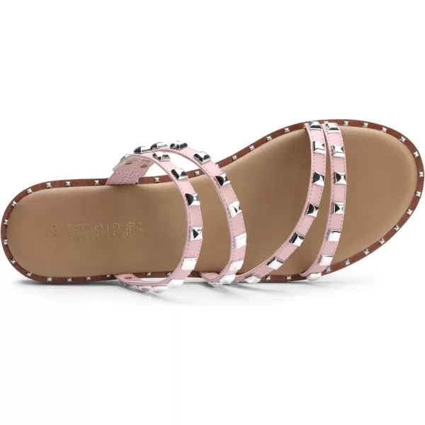 imageDREAM PAIRS Womens Clear Studded Rhinestone Slide Sandals Slip on Open Toe Cute Flat Sandals for SummerPinkpurivet