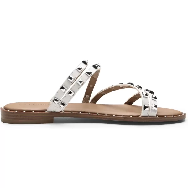 imageDREAM PAIRS Womens Clear Studded Rhinestone Slide Sandals Slip on Open Toe Cute Flat Sandals for SummerWhitePuRivet