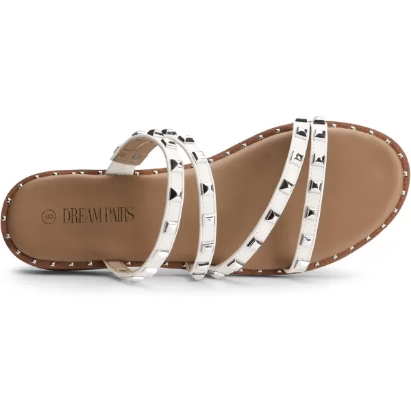 imageDREAM PAIRS Womens Clear Studded Rhinestone Slide Sandals Slip on Open Toe Cute Flat Sandals for SummerWhitePuRivet