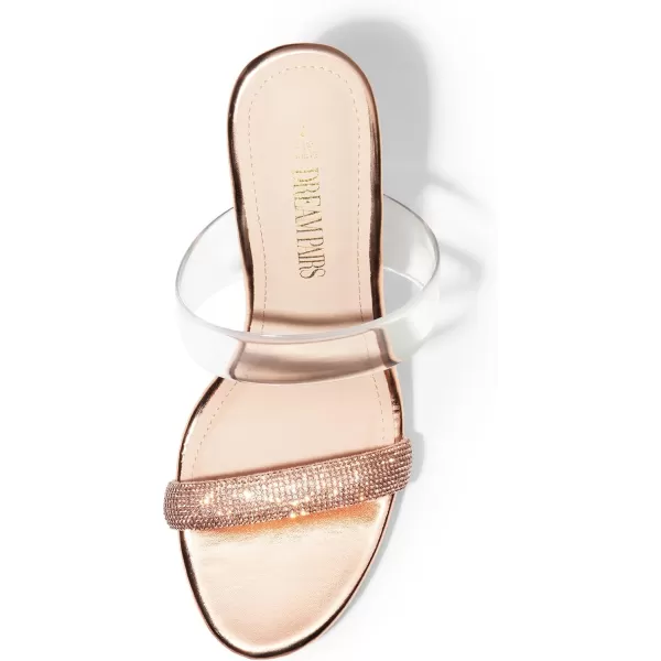 imageDREAM PAIRS Womens Clear Two Strap Open Toe High Block Chunky Slip on Dress Heel SandalsChampagnerhinestone