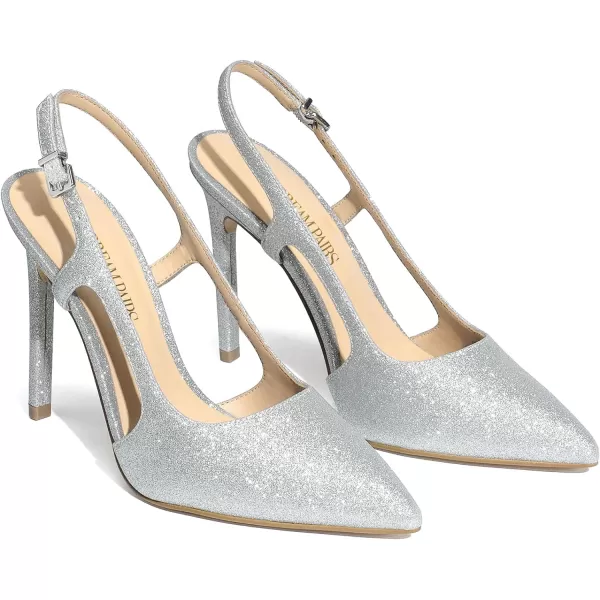 imageDREAM PAIRS Womens Close Pointed Toe High Stiletto Heels Pump Slingback Party Prom Dress Shoes for WomenSilverglitter