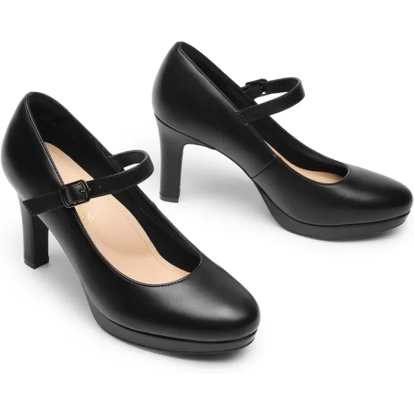 imageDREAM PAIRS Womens Close Toe Classic High Heels Round Toe Comfortable Low Platform Mary Jane Dress Pumps ShoesBlack