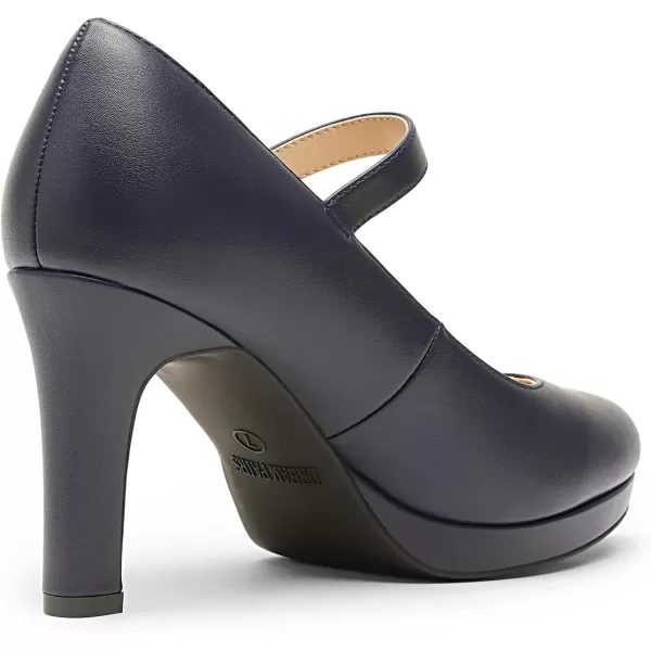 imageDREAM PAIRS Womens Close Toe Classic High Heels Round Toe Comfortable Low Platform Mary Jane Dress Pumps ShoesNavy