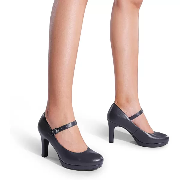 imageDREAM PAIRS Womens Close Toe Classic High Heels Round Toe Comfortable Low Platform Mary Jane Dress Pumps ShoesNavy