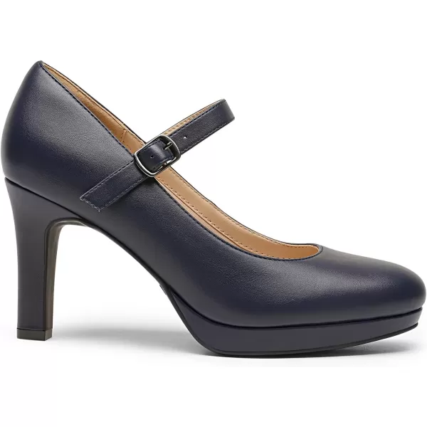imageDREAM PAIRS Womens Close Toe Classic High Heels Round Toe Comfortable Low Platform Mary Jane Dress Pumps ShoesNavy