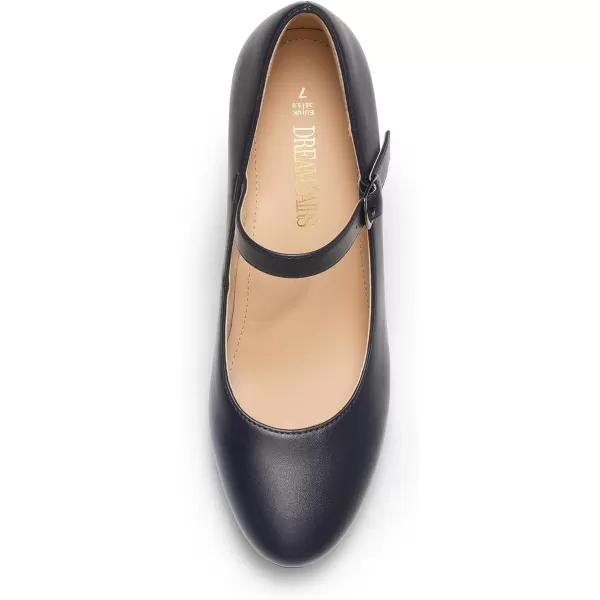 imageDREAM PAIRS Womens Close Toe Classic High Heels Round Toe Comfortable Low Platform Mary Jane Dress Pumps ShoesNavy