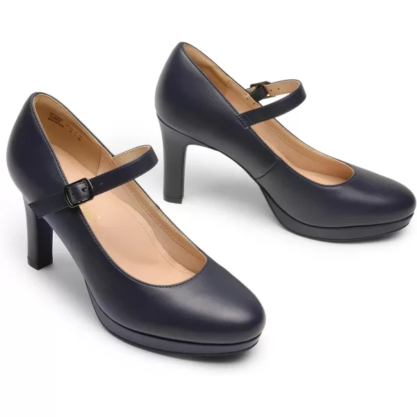 imageDREAM PAIRS Womens Close Toe Classic High Heels Round Toe Comfortable Low Platform Mary Jane Dress Pumps ShoesNavy