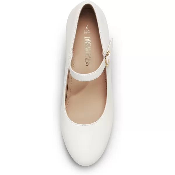 imageDREAM PAIRS Womens Close Toe Classic High Heels Round Toe Comfortable Low Platform Mary Jane Dress Pumps ShoesWhite