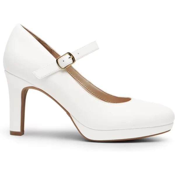 imageDREAM PAIRS Womens Close Toe Classic High Heels Round Toe Comfortable Low Platform Mary Jane Dress Pumps ShoesWhite