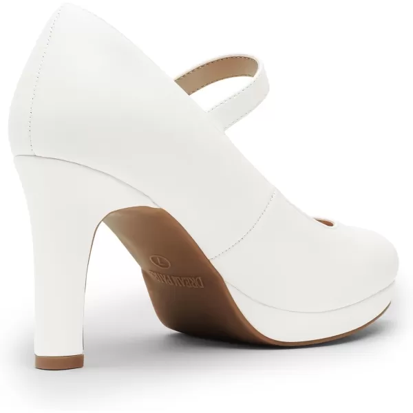 imageDREAM PAIRS Womens Close Toe Classic High Heels Round Toe Comfortable Low Platform Mary Jane Dress Pumps ShoesWhite