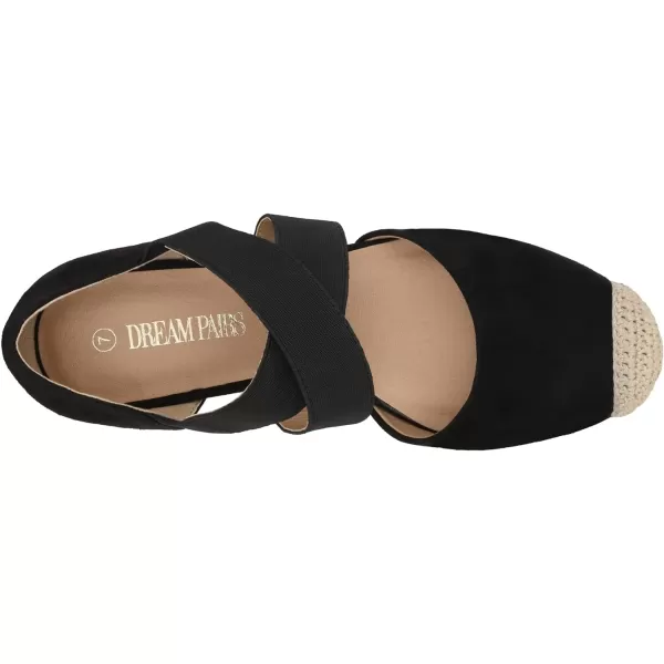 imageDREAM PAIRS Womens Close Toe Espadrilles Platform Slip on Elastic Criss Cross Straps Dressy Wedges SandalsBlack Suede