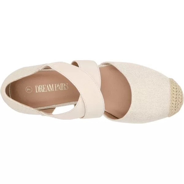 imageDREAM PAIRS Womens Close Toe Espadrilles Platform Slip on Elastic Criss Cross Straps Dressy Wedges SandalsLinen