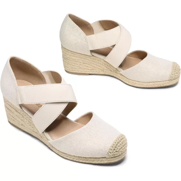 imageDREAM PAIRS Womens Close Toe Espadrilles Platform Slip on Elastic Criss Cross Straps Dressy Wedges SandalsLinen