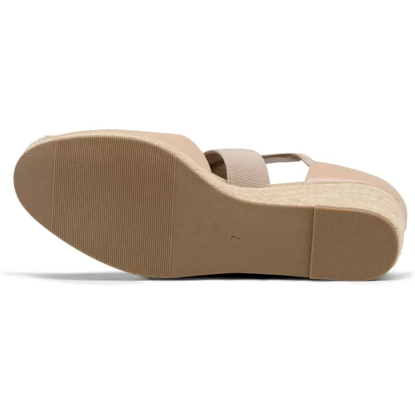 imageDREAM PAIRS Womens Close Toe Espadrilles Platform Slip on Elastic Criss Cross Straps Dressy Wedges SandalsNude