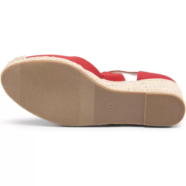 imageDREAM PAIRS Womens Close Toe Espadrilles Platform Slip on Elastic Criss Cross Straps Dressy Wedges SandalsRed