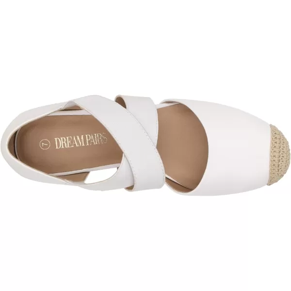 imageDREAM PAIRS Womens Close Toe Espadrilles Platform Slip on Elastic Criss Cross Straps Dressy Wedges SandalsWhite