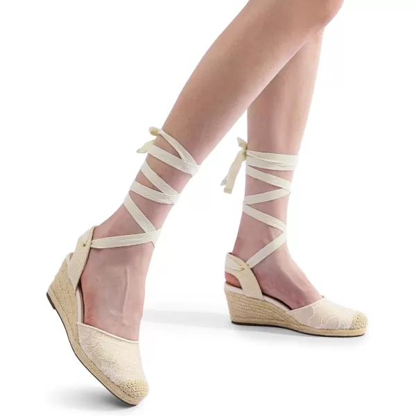 imageDREAM PAIRS Womens Close Toe Espadrilles Wedge Sandals Cute Lace Up 25 Inch Platform Strappy Sandals  Suitable for Vocation Beach Dressy Summer ShoesWhitelace