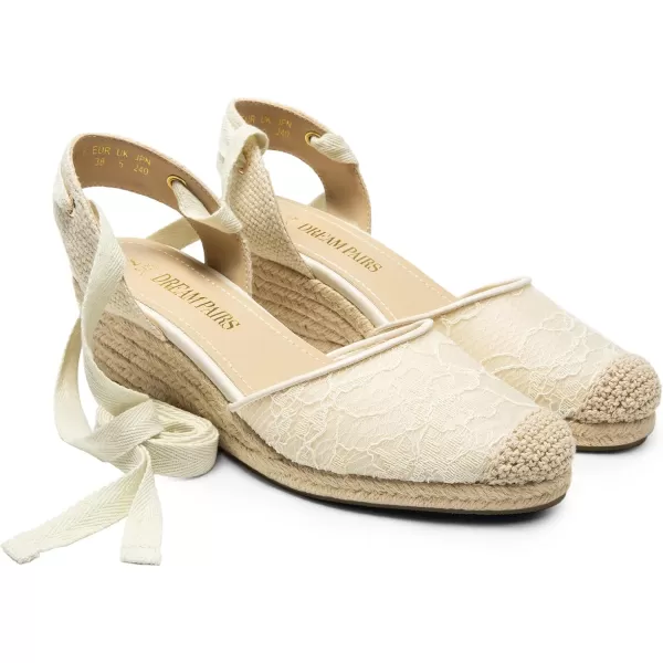 imageDREAM PAIRS Womens Close Toe Espadrilles Wedge Sandals Cute Lace Up 25 Inch Platform Strappy Sandals  Suitable for Vocation Beach Dressy Summer ShoesWhitelace