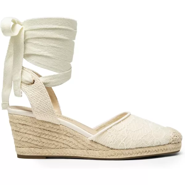 imageDREAM PAIRS Womens Close Toe Espadrilles Wedge Sandals Cute Lace Up 25 Inch Platform Strappy Sandals  Suitable for Vocation Beach Dressy Summer ShoesWhitelace