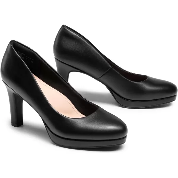 imageDREAM PAIRS Womens Close Toe Low Heels Platform Pump Comfortable Office Work Dress Shoes for WomenBlackpu