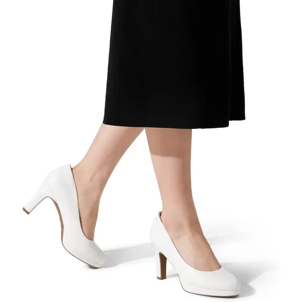 imageDREAM PAIRS Womens Close Toe Low Heels Platform Pump Comfortable Office Work Dress Shoes for WomenWhitepu
