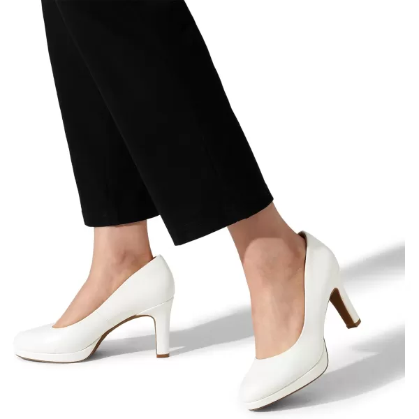 imageDREAM PAIRS Womens Close Toe Low Heels Platform Pump Comfortable Office Work Dress Shoes for WomenWhitepu
