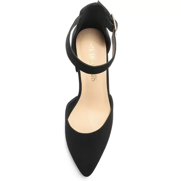 imageDREAM PAIRS Womens Closed Pointed Toe High Chunky Heels Pumps Ankle Strap Dress Shoes for Wedding Office Party 3 InchesBlacknubuck