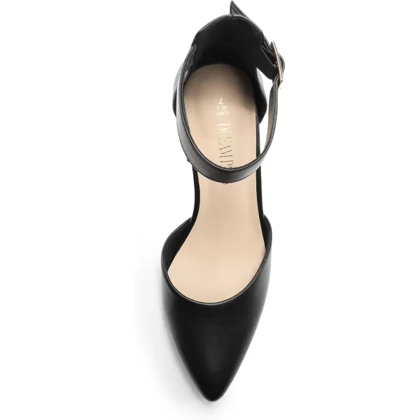 imageDREAM PAIRS Womens Closed Pointed Toe High Chunky Heels Pumps Ankle Strap Dress Shoes for Wedding Office Party 3 InchesBlackpu