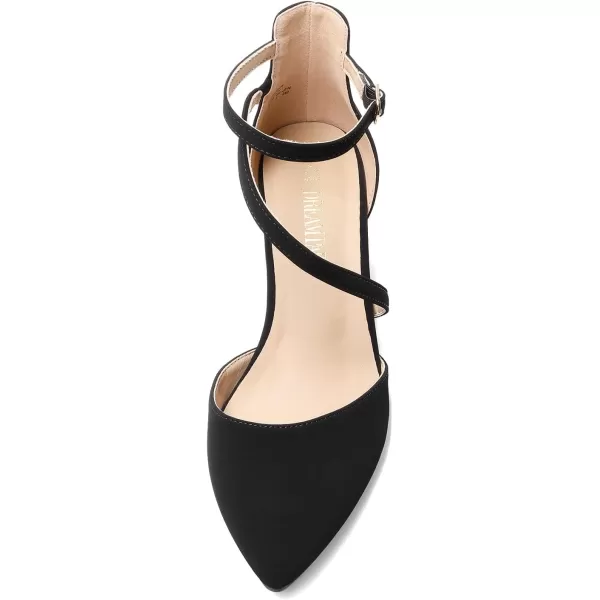 imageDREAM PAIRS Womens Closed Pointed Toe Low Chunky Heels Pumps Ankle Strap Wedding Business Dressy ShoesBlacknubuck