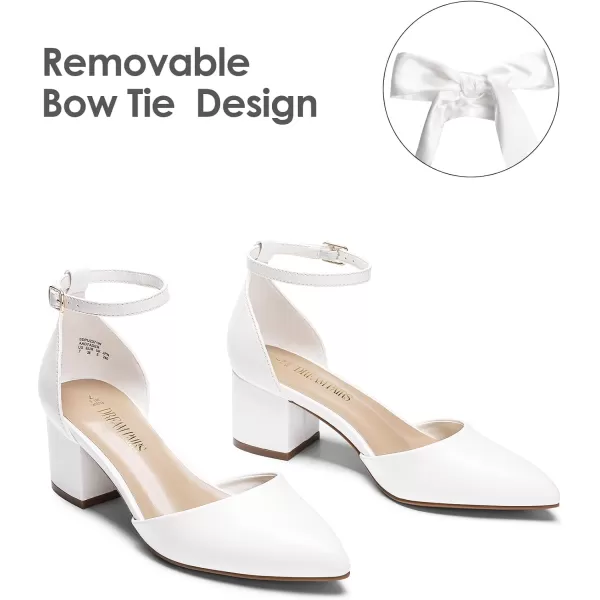 imageDREAM PAIRS Womens Closed Pointed Toe Low Chunky Heels Pumps Ankle Strap Wedding Business Dressy ShoesWhite