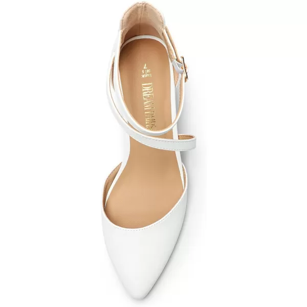 imageDREAM PAIRS Womens Closed Pointed Toe Low Chunky Heels Pumps Ankle Strap Wedding Business Dressy ShoesWhitepu