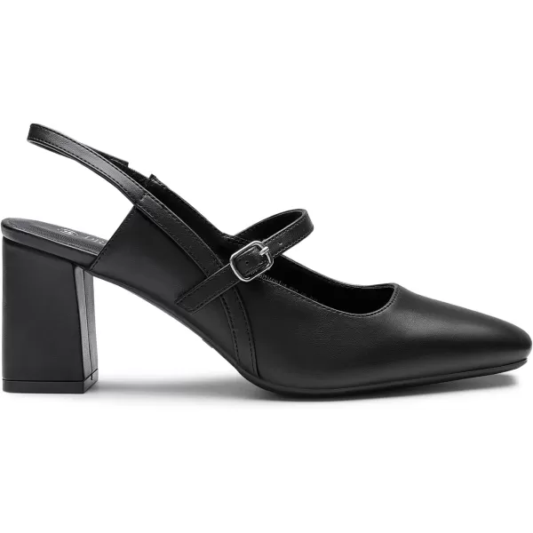 imageDREAM PAIRS Womens Closed Toe Chunky High Heels Mary Jane Block Square Toe Slingback Strappy Dress Work Pumps ShoesBlackpu