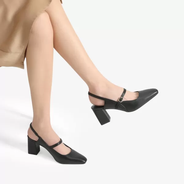 imageDREAM PAIRS Womens Closed Toe Chunky High Heels Mary Jane Block Square Toe Slingback Strappy Dress Work Pumps ShoesBlackpu