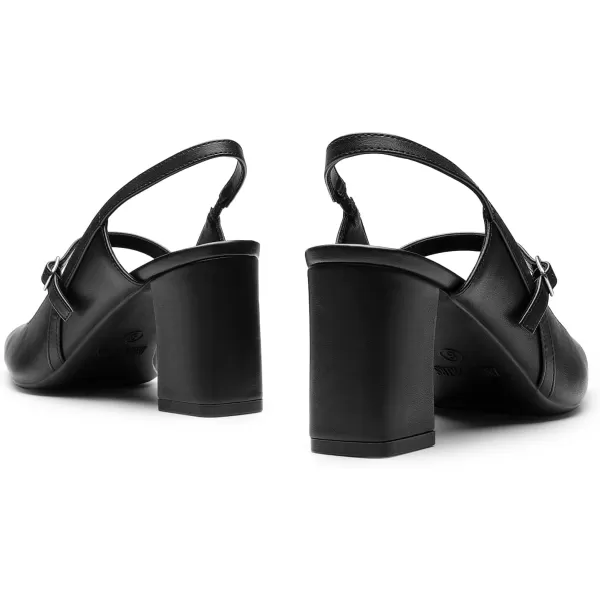 imageDREAM PAIRS Womens Closed Toe Chunky High Heels Mary Jane Block Square Toe Slingback Strappy Dress Work Pumps ShoesBlackpu
