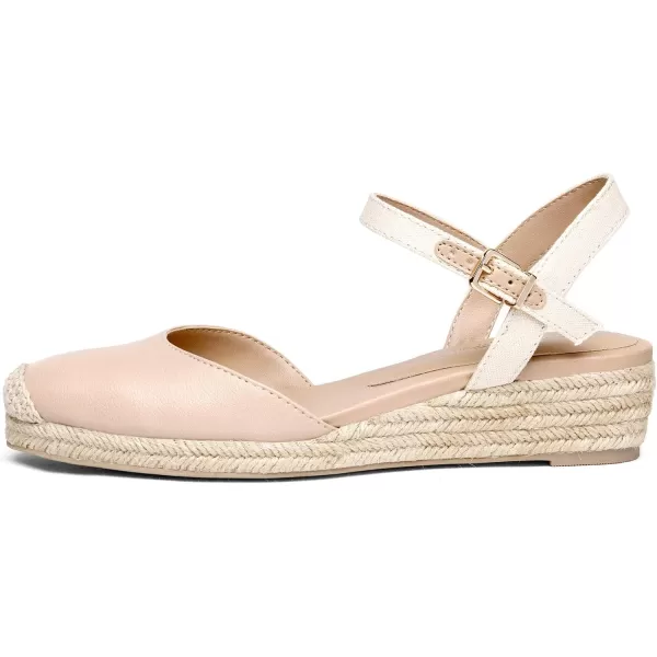 imageDREAM PAIRS Womens Closed Toe Elastic Ankle Strap Espadrilles Wedge SandalsApricot