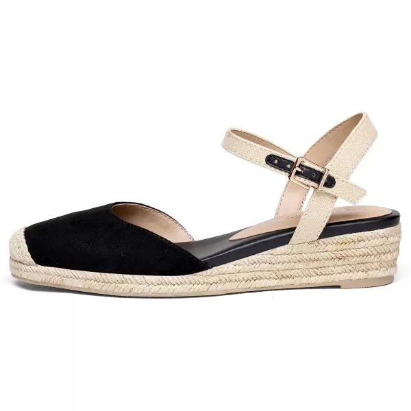 imageDREAM PAIRS Womens Closed Toe Elastic Ankle Strap Espadrilles Wedge SandalsBlack