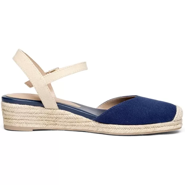 imageDREAM PAIRS Womens Closed Toe Elastic Ankle Strap Espadrilles Wedge SandalsNavy