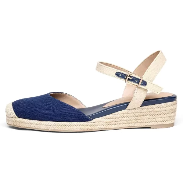 imageDREAM PAIRS Womens Closed Toe Elastic Ankle Strap Espadrilles Wedge SandalsNavy