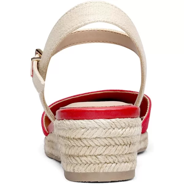 imageDREAM PAIRS Womens Closed Toe Elastic Ankle Strap Espadrilles Wedge SandalsRed