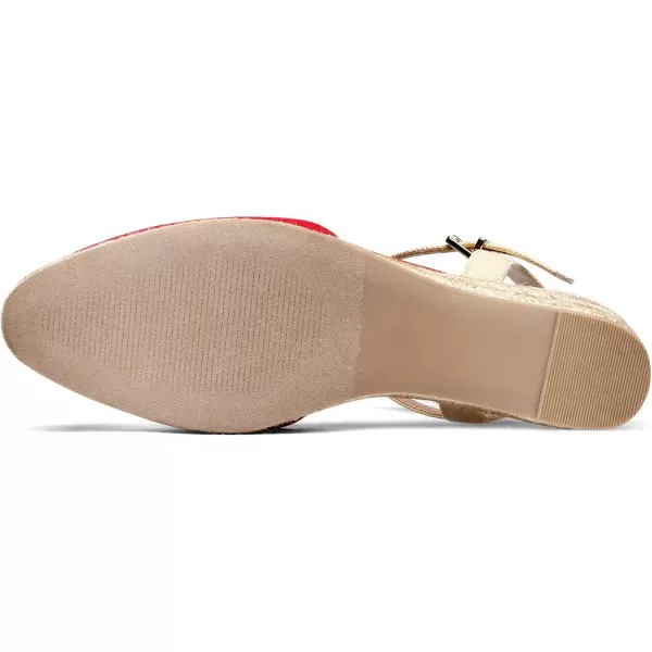 imageDREAM PAIRS Womens Closed Toe Elastic Ankle Strap Espadrilles Wedge SandalsRed