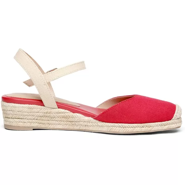imageDREAM PAIRS Womens Closed Toe Elastic Ankle Strap Espadrilles Wedge SandalsRed
