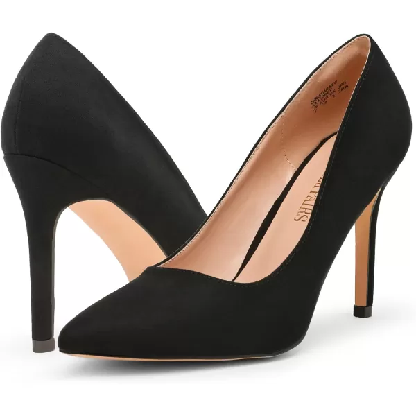 imageDREAM PAIRS Womens Closed Toe High Heels Dress Pointed Toe Wedding Pump ShoesBlack Suede