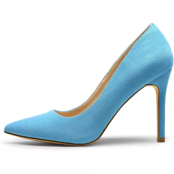 imageDREAM PAIRS Womens Closed Toe High Heels Dress Pointed Toe Wedding Pump ShoesBlue Suede