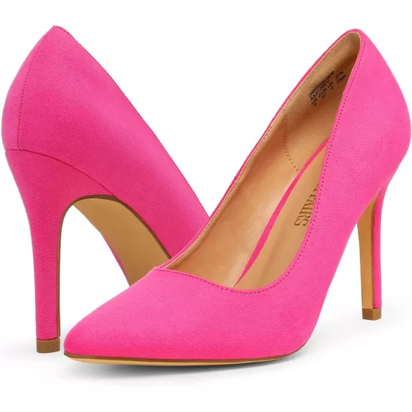imageDREAM PAIRS Womens Closed Toe High Heels Dress Pointed Toe Wedding Pump ShoesFuchsia Suede