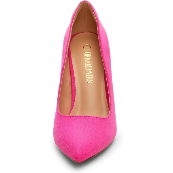imageDREAM PAIRS Womens Closed Toe High Heels Dress Pointed Toe Wedding Pump ShoesFuchsia Suede