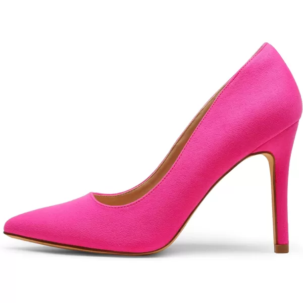 imageDREAM PAIRS Womens Closed Toe High Heels Dress Pointed Toe Wedding Pump ShoesFuchsia Suede
