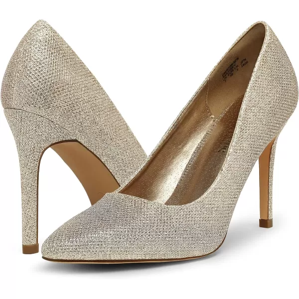 imageDREAM PAIRS Womens Closed Toe High Heels Dress Pointed Toe Wedding Pump ShoesGold Glitter