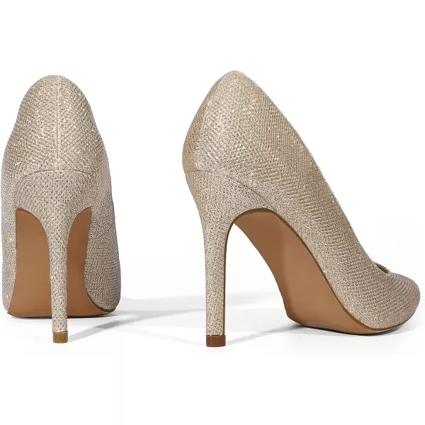 imageDREAM PAIRS Womens Closed Toe High Heels Dress Pointed Toe Wedding Pump ShoesGold Glitter
