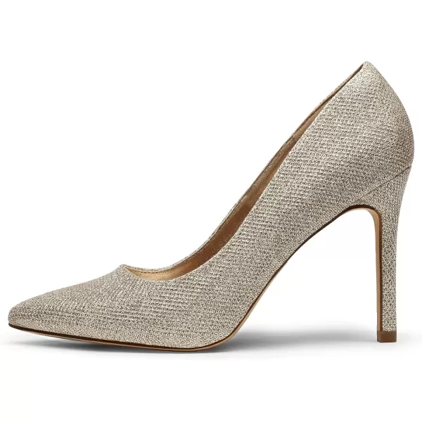 imageDREAM PAIRS Womens Closed Toe High Heels Dress Pointed Toe Wedding Pump ShoesGold Glitter