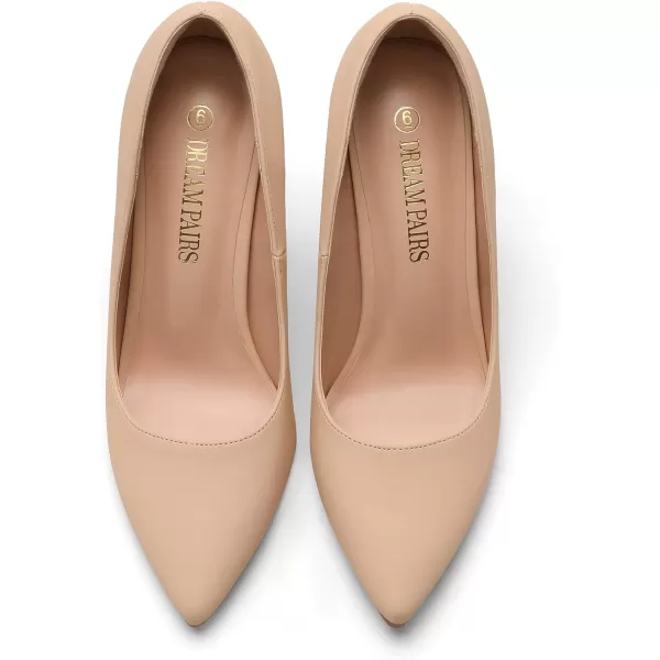 imageDREAM PAIRS Womens Closed Toe High Heels Dress Pointed Toe Wedding Pump ShoesNude Nubuck